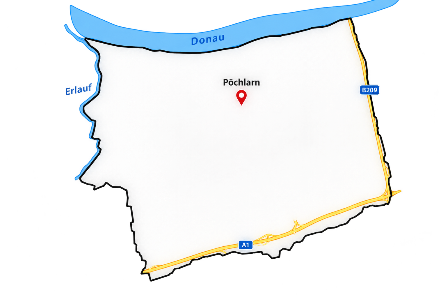 Karte der Gemeindegrenze von Beispiel Pöchlarn